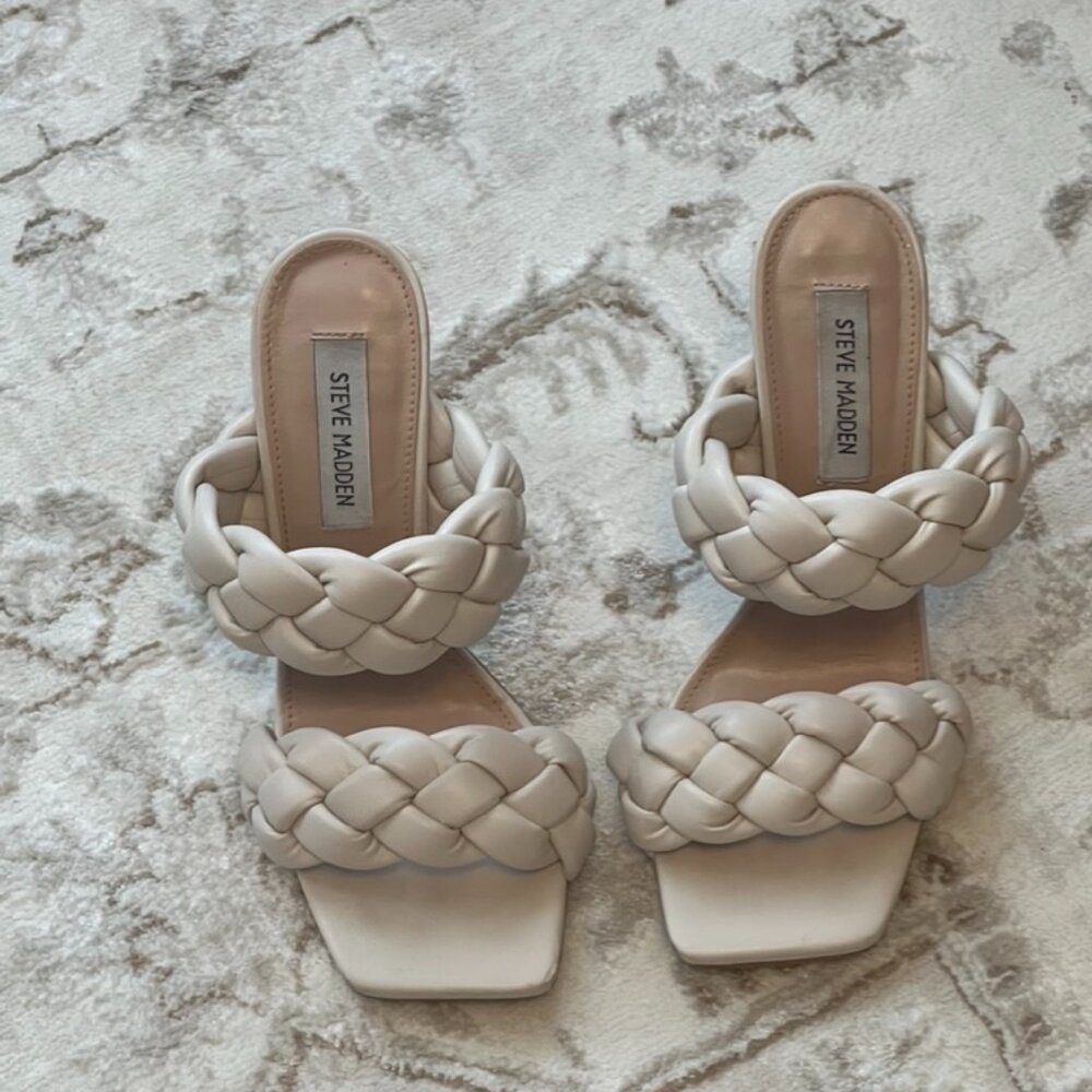 Steve Madden Women's Kenley Heeled Sandal Off White Size 8